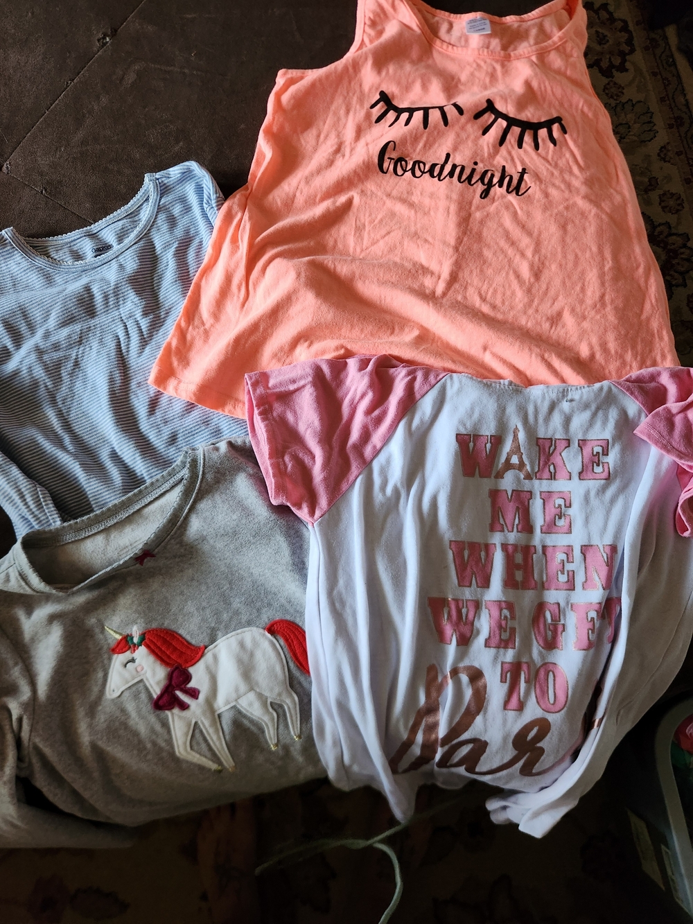 Kids Coral 'Goodnight' Pajama Tank Top - Cute Sleepwear